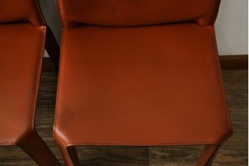 中古　Cassina(カッシーナ)　412 CAB(キャブ)　MARIO BELLINI(マリオ・ベリーニ)　端正なフォルムが魅力のアームレスチェア3脚　セット現行定価約90万円相当　(R-085910)