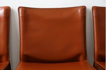 中古　Cassina(カッシーナ)　412 CAB(キャブ)　MARIO BELLINI(マリオ・ベリーニ)　端正なフォルムが魅力のアームレスチェア3脚　セット現行定価約90万円相当　(R-085910)