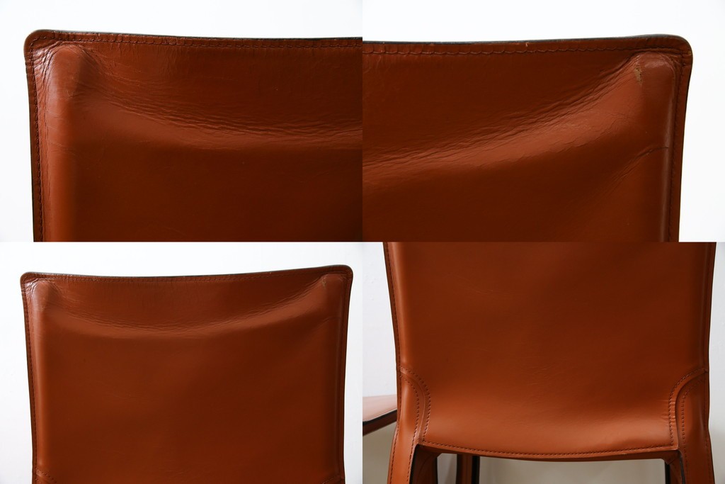 中古　Cassina(カッシーナ)　412 CAB(キャブ)　MARIO BELLINI(マリオ・ベリーニ)　端正なフォルムが魅力のアームレスチェア3脚　セット現行定価約90万円相当　(R-085910)