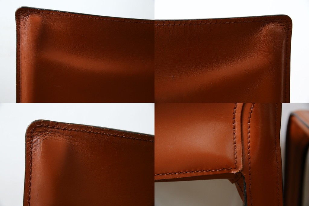 中古　Cassina(カッシーナ)　412 CAB(キャブ)　MARIO BELLINI(マリオ・ベリーニ)　端正なフォルムが魅力のアームレスチェア3脚　セット現行定価約90万円相当　(R-085910)