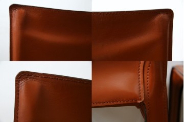 中古　Cassina(カッシーナ)　412 CAB(キャブ)　MARIO BELLINI(マリオ・ベリーニ)　端正なフォルムが魅力のアームレスチェア3脚　セット現行定価約90万円相当　(R-085910)