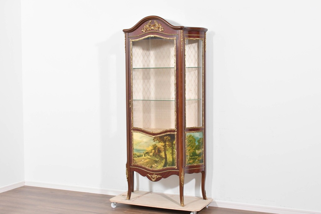 中古　美品　スペイン製　絵画装飾が優雅なキュリオケース　(R-085912)