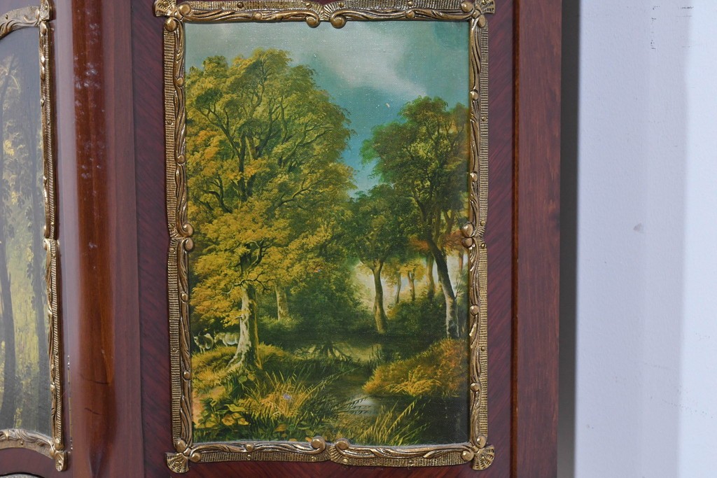 中古　美品　スペイン製　絵画装飾が優雅なキュリオケース　(R-085912)