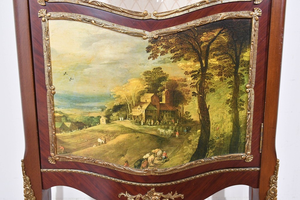 中古　美品　スペイン製　絵画装飾が優雅なキュリオケース　(R-085912)