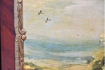 中古　美品　スペイン製　絵画装飾が優雅なキュリオケース　(R-085912)