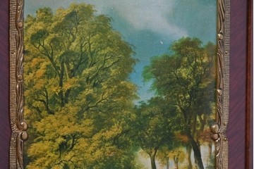 中古　美品　スペイン製　絵画装飾が優雅なキュリオケース　(R-085912)