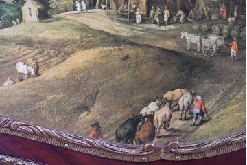 中古　美品　スペイン製　絵画装飾が優雅なキュリオケース　(R-085912)