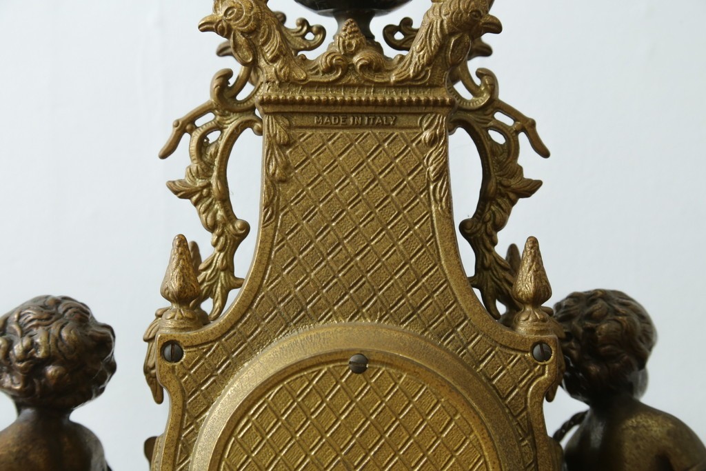 中古　高級品　イタリア　FARBEL　Imperial(インペリアル)　六本木アピス取り扱い　天使像と真鍮製の装飾が際立つ置時計　(R-085913)