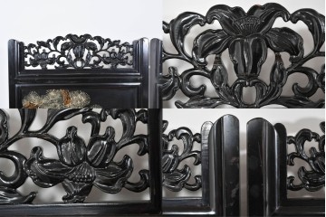 アジアンヴィンテージ　中国　オリエンタル　花鳥・山水の図柄が美しい衝立　(R-085914)