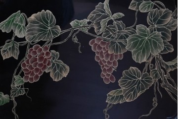 アジアンヴィンテージ　中国　オリエンタル　花鳥・山水の図柄が美しい衝立　(R-085914)