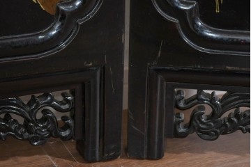 アジアンヴィンテージ　中国　オリエンタル　花鳥・山水の図柄が美しい衝立　(R-085914)