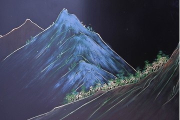 アジアンヴィンテージ　中国　オリエンタル　花鳥・山水の図柄が美しい衝立　(R-085914)