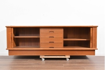 《天板取り付け加工費込み》　和製ヴィンテージ　シャッター扉(蛇腹扉)と引き出しを備えたサイドボード　(R-085918)