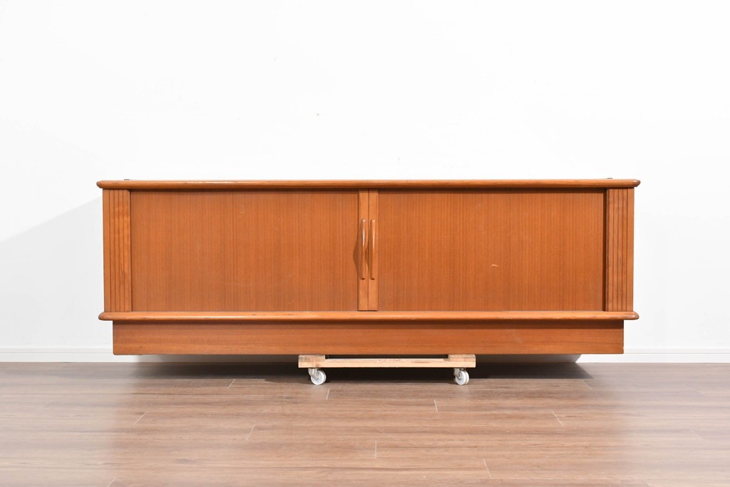 《天板取り付け加工費込み》　和製ヴィンテージ　シャッター扉(蛇腹扉)と引き出しを備えたサイドボード　(R-085918)