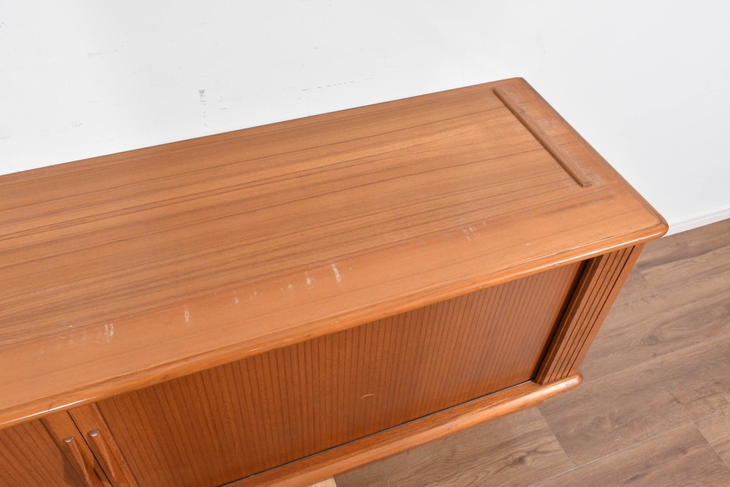 《天板取り付け加工費込み》　和製ヴィンテージ　シャッター扉(蛇腹扉)と引き出しを備えたサイドボード　(R-085918)