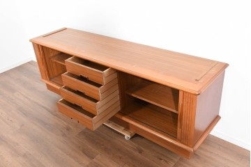 《天板取り付け加工費込み》　和製ヴィンテージ　シャッター扉(蛇腹扉)と引き出しを備えたサイドボード　(R-085918)