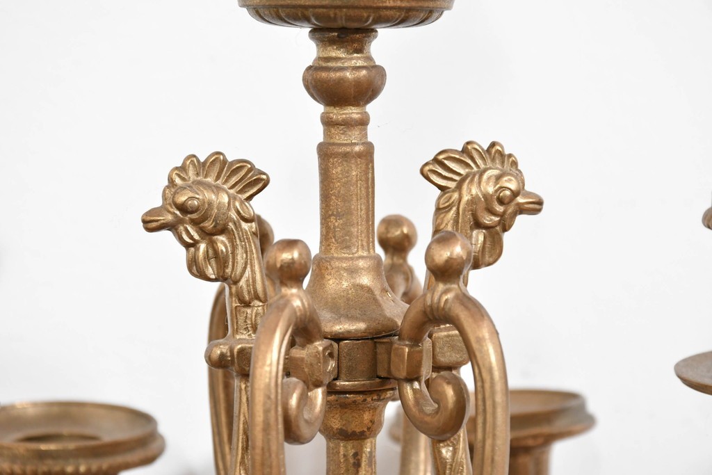 中古　美品　高級品　イタリア　FARBEL　六本木アピス取り扱い　華やかな装飾が目を惹く真鍮製キャンドルスタンド2台セット　(R-085920)