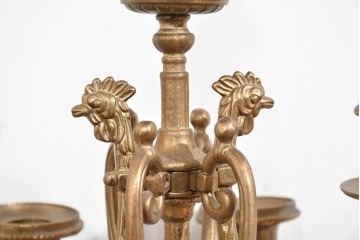 中古　美品　高級品　イタリア　FARBEL　六本木アピス取り扱い　華やかな装飾が目を惹く真鍮製キャンドルスタンド2台セット　(R-085920)