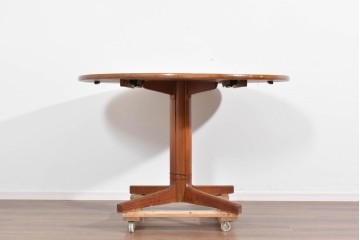 和製ヴィンテージ　希少なチーク無垢材を使用した上質なラウンドダイニングテーブル　(R-085922)