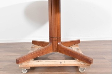 和製ヴィンテージ　希少なチーク無垢材を使用した上質なラウンドダイニングテーブル　(R-085922)