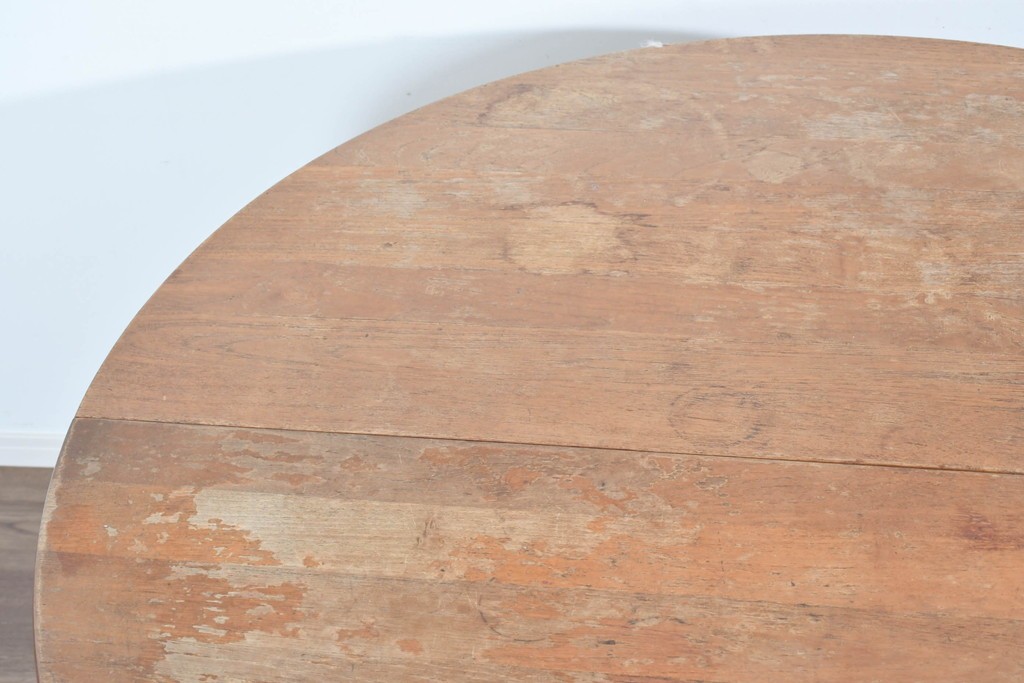 和製ヴィンテージ　希少なチーク無垢材を使用した上質なラウンドダイニングテーブル　(R-085922)