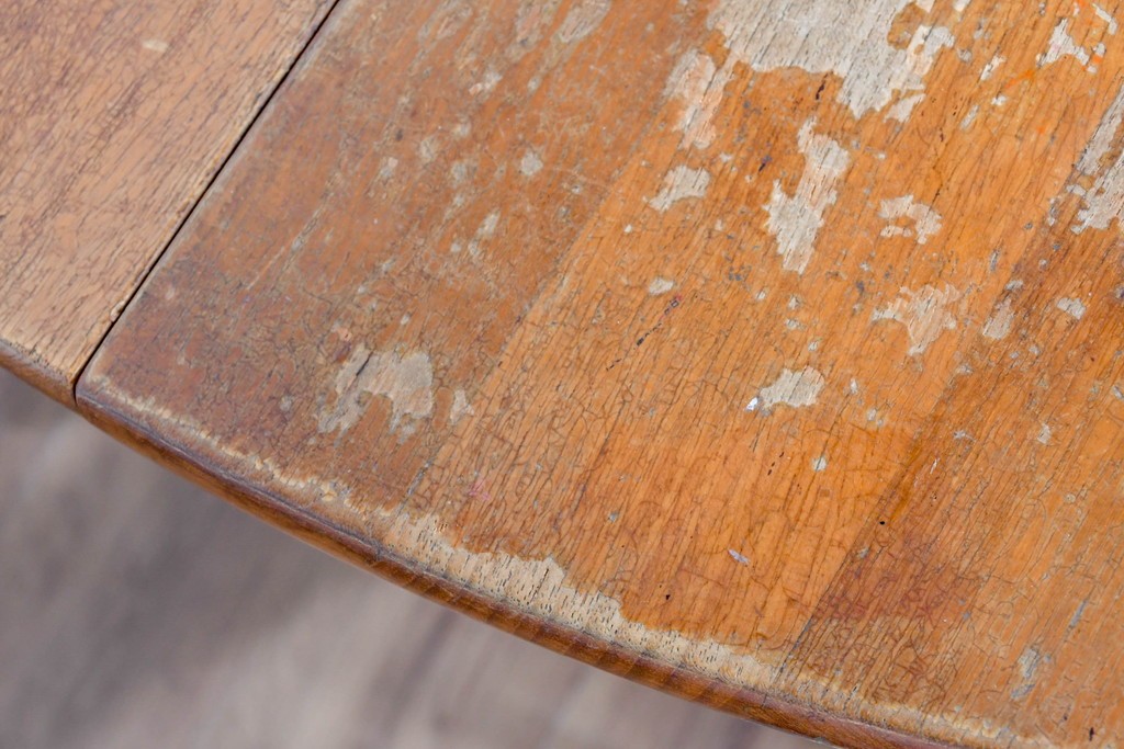 和製ヴィンテージ　希少なチーク無垢材を使用した上質なラウンドダイニングテーブル　(R-085922)