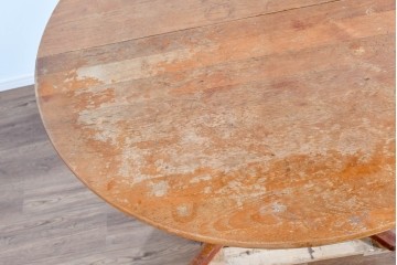 和製ヴィンテージ　希少なチーク無垢材を使用した上質なラウンドダイニングテーブル　(R-085922)