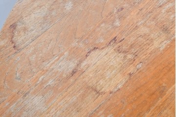 和製ヴィンテージ　希少なチーク無垢材を使用した上質なラウンドダイニングテーブル　(R-085922)