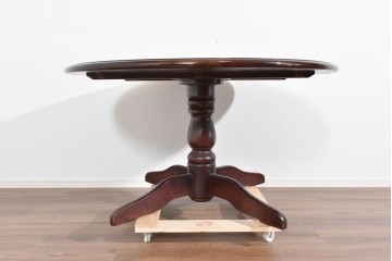 和製ヴィンテージ　希少な廃番品　柏木工(KASHIWA)　ブナ材　上品な挽物脚のラウンドダイニングテーブル　(R-085924)