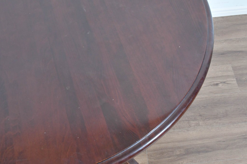 和製ヴィンテージ　希少な廃番品　柏木工(KASHIWA)　ブナ材　上品な挽物脚のラウンドダイニングテーブル　(R-085924)