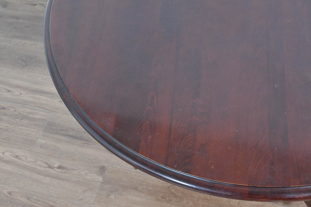 和製ヴィンテージ　希少な廃番品　柏木工(KASHIWA)　ブナ材　上品な挽物脚のラウンドダイニングテーブル　(R-085924)