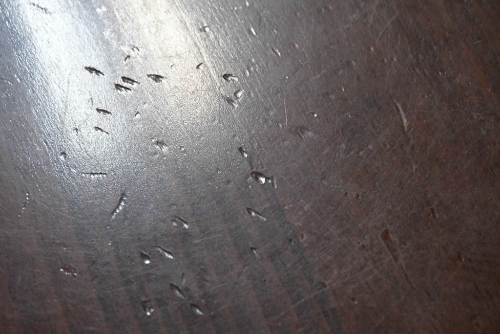 和製ヴィンテージ　希少な廃番品　柏木工(KASHIWA)　ブナ材　上品な挽物脚のラウンドダイニングテーブル　(R-085924)