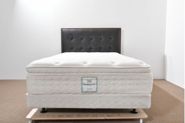 中古　Sealy(シーリー)　ポスチャーペディック　FORTE(フォルテ)　ダブルクッションタイプの本革ヘッドボード付きセミダブルベッド　定価(フレーム+マットレス)約52万円　(R-085930)