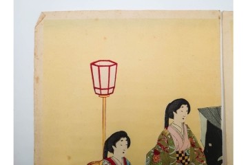 真作　明治期　楊洲周廷　「女礼式略図 婚礼」　当時の女性の礼装や作法を伝える木版画　3枚続　(R-085940)