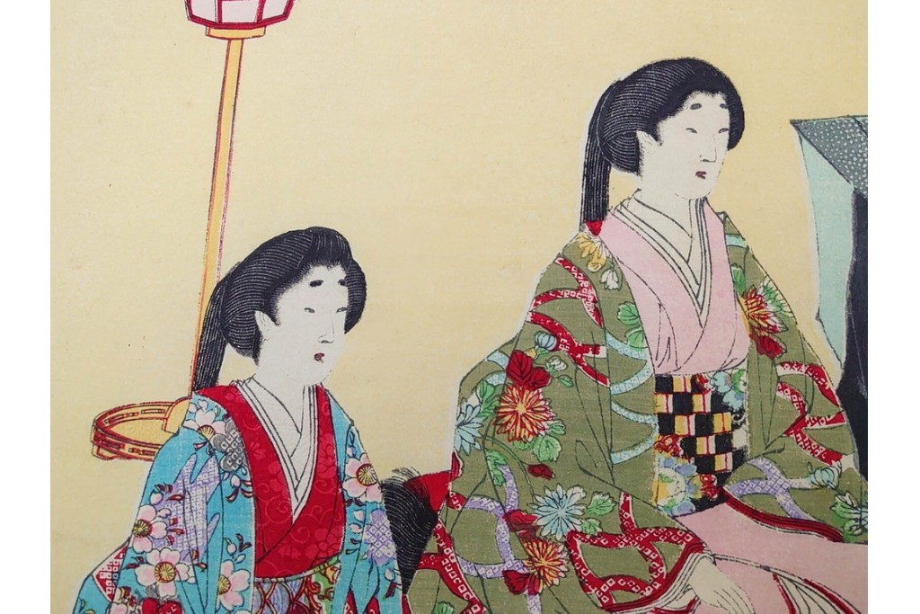 真作　明治期　楊洲周廷　「女礼式略図 婚礼」　当時の女性の礼装や作法を伝える木版画　3枚続　(R-085940)