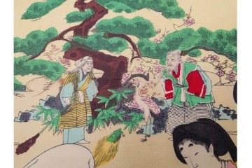 真作　明治期　楊洲周廷　「女礼式略図 婚礼」　当時の女性の礼装や作法を伝える木版画　3枚続　(R-085940)