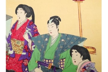 真作　明治期　楊洲周廷　「女礼式略図 婚礼」　当時の女性の礼装や作法を伝える木版画　3枚続　(R-085940)