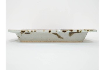 河井武一(師:河井寛次郎)　柔らかな丸紋が重なる丸紋飴流の角鉢　共箱付き　(R-085941)