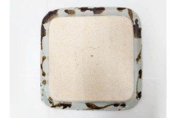 河井武一(師:河井寛次郎)　柔らかな丸紋が重なる丸紋飴流の角鉢　共箱付き　(R-085941)