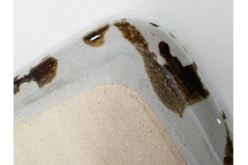 河井武一(師:河井寛次郎)　柔らかな丸紋が重なる丸紋飴流の角鉢　共箱付き　(R-085941)