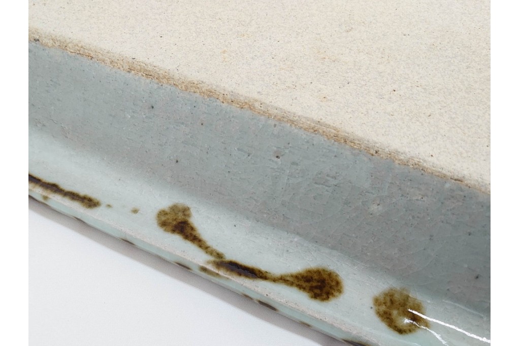 河井武一(師:河井寛次郎)　柔らかな丸紋が重なる丸紋飴流の角鉢　共箱付き　(R-085941)