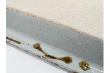 河井武一(師:河井寛次郎)　柔らかな丸紋が重なる丸紋飴流の角鉢　共箱付き　(R-085941)