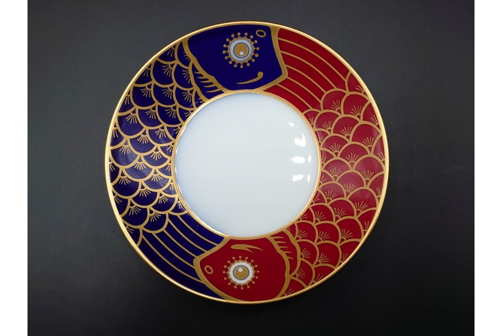 大倉陶園(OKURA/OAC)　歳時記シリーズ　クリスマス&鯉のぼり　季節を感じるトリオ2客セット　プレートのみ外箱付き　(R-085945)