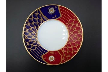 大倉陶園(OKURA/OAC)　歳時記シリーズ　クリスマス&鯉のぼり　季節を感じるトリオ2客セット　プレートのみ外箱付き　(R-085945)