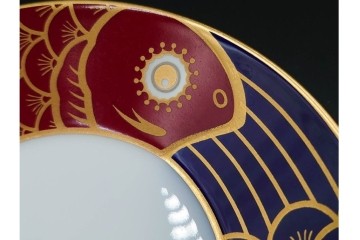 大倉陶園(OKURA/OAC)　歳時記シリーズ　クリスマス&鯉のぼり　季節を感じるトリオ2客セット　プレートのみ外箱付き　(R-085945)