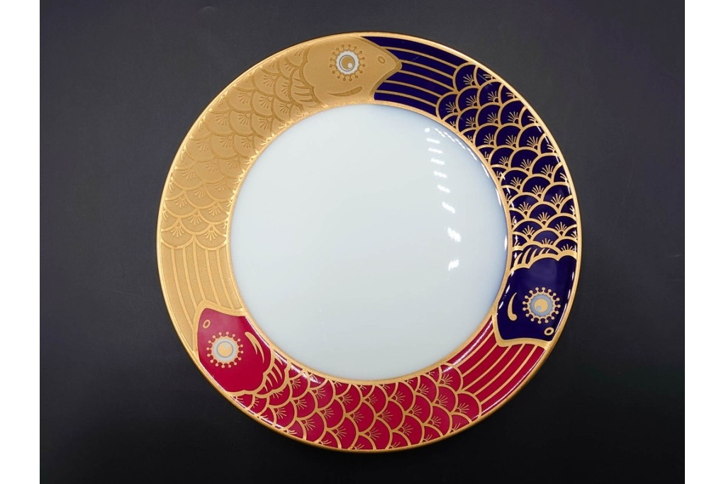 大倉陶園(OKURA/OAC)　歳時記シリーズ　クリスマス&鯉のぼり　季節を感じるトリオ2客セット　プレートのみ外箱付き　(R-085945)