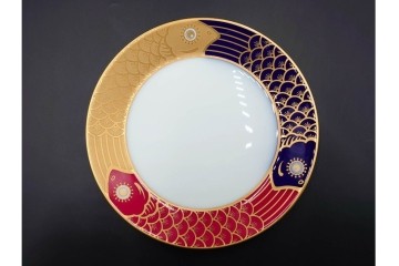 大倉陶園(OKURA/OAC)　歳時記シリーズ　クリスマス&鯉のぼり　季節を感じるトリオ2客セット　プレートのみ外箱付き　(R-085945)