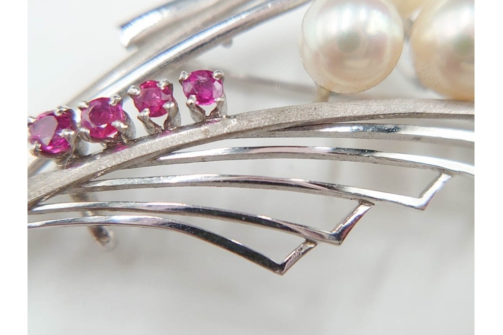 K14WG(14金ホワイトゴールド)　真珠(パール)　ブローチとしても使える帯留　(R-085948)