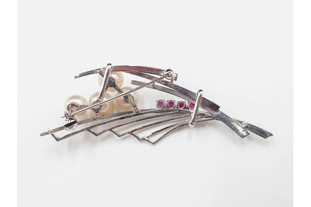 K14WG(14金ホワイトゴールド)　真珠(パール)　ブローチとしても使える帯留　(R-085948)