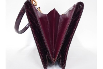 フランス　MORABITO(モラビト)　ヴァンドーム　クロコダイルレザー　艶やかな質感が際立つハンドバッグ　(R-085949)